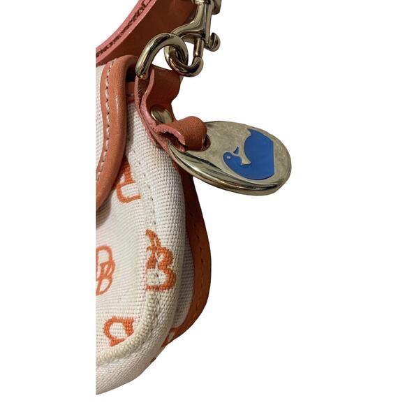 Dooney And Bourke Wristlet Orange Rust Wallet Signature Logo Cream Strap - Picture 9 of 11